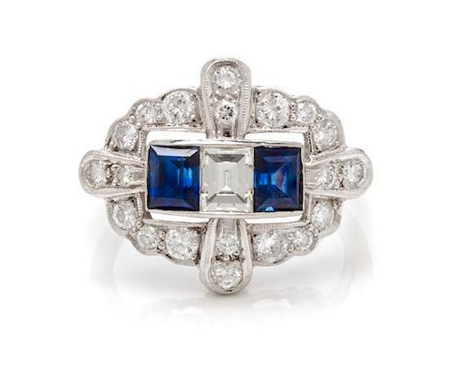 A Platinum, Sapphire and Diamond Ring, 3.70 dwts.