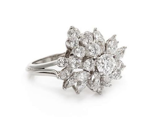 * A Platinum and Diamond Cluster Ring 7.30 dwts.