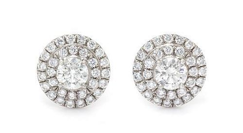 * A Pair of Platinum and Diamond 'Soleste' Earrings, Tiffany & Co., 2.50 dwts.