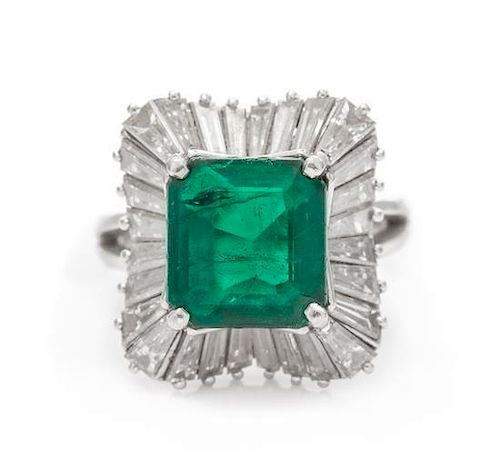 * A Platinum, Emerald and Diamond Ballerina Ring, Oscar Heyman & Brothers, 9.80 dwts.