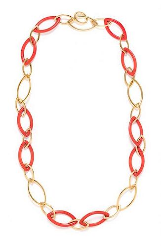 An 18 Karat Rose Gold and Synthetic Coral 'POP' Necklace, Vhernier, 49.70 dwts.