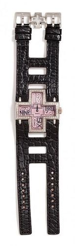 A Limited Edition 18 Karat White Gold and Diamond 'Follow Me' Wristwatch, Roger Dubuis,