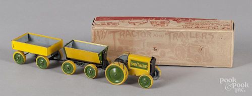 Animate tin lithograph Baby Tractor and Trailers