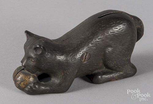 A. C. Williams cast iron cat with ball still bank