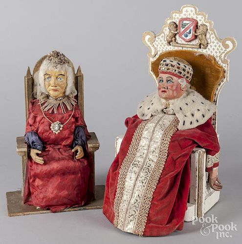 Painted composition King and Queen puppet