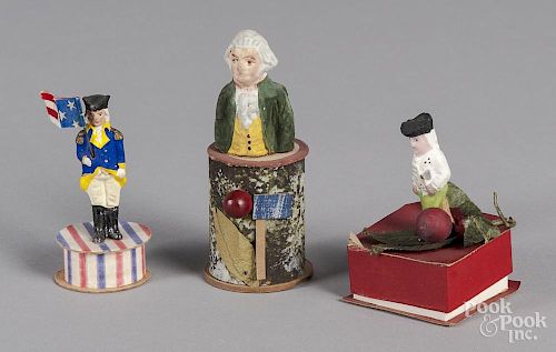 Three George Washington painted candy containers