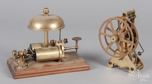 Brass fire alarm take-up reel & telegraph recorder