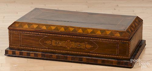 Marquetry inlaid silver chest
