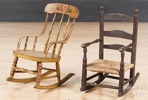 Two child's painted rocking chairs