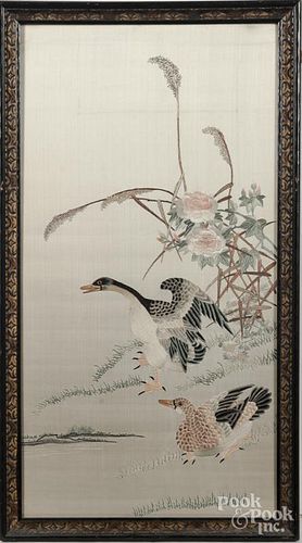 Large oriental silkwork panel