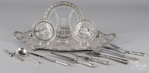 Ornate silver plated tray