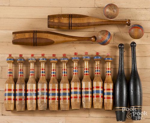 Two pairs of Indian clubs