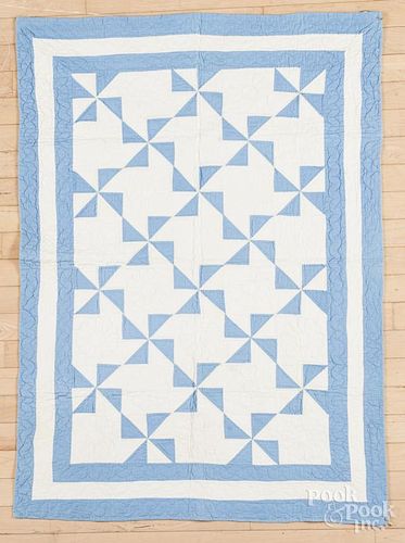 Blue and white crib quilt