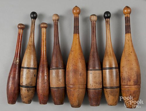 Four pairs of Indian clubs