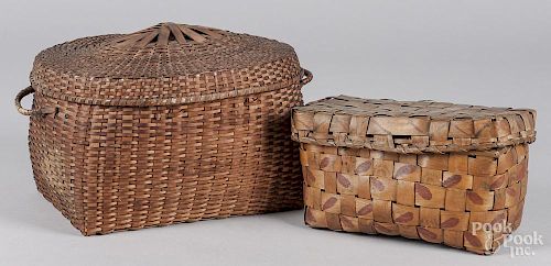 Woodlands painted basket, together with another