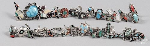 Collection of Native American silver rings