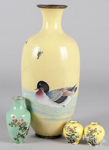 Four Japanese cloisonné vases