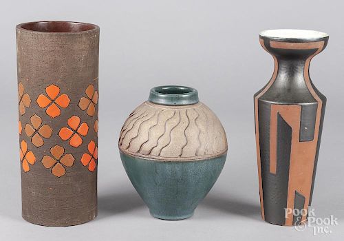 Three art pottery vases