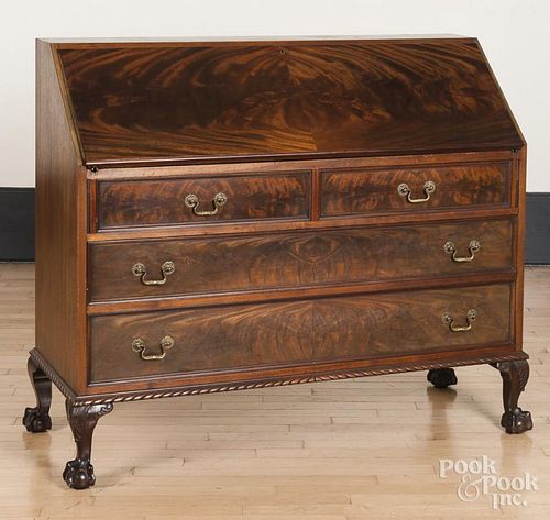 Chippendale style mahogany slant front desk