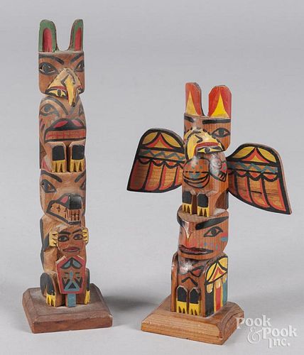 Two Northwest Coast carved totems