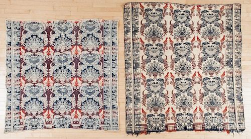 Two jacquard coverlets