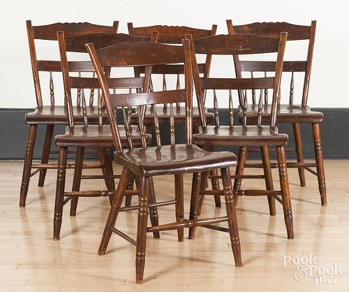 Set of six Pennsylvania plank seat chairs
