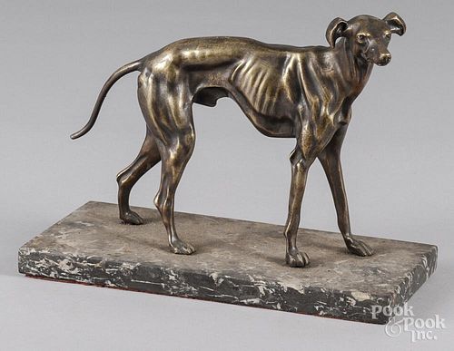 Bronze figure of a whippet or greyhound
