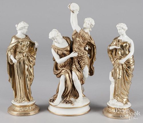 Three porcelain figures of classical maidens