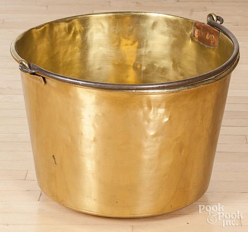 Large brass bucket with swing handle