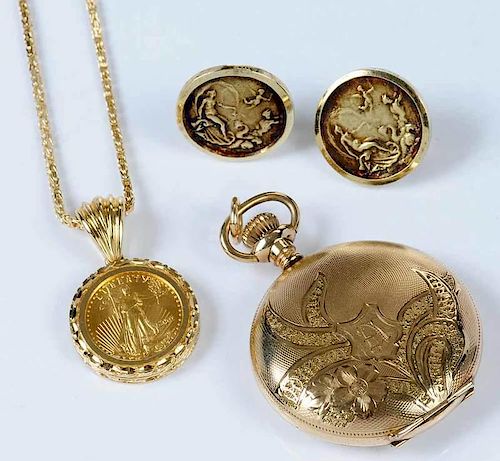 Necklace, Earrings & Pocket Watch