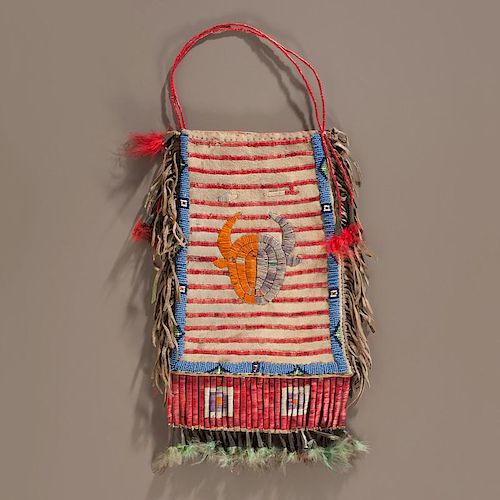 Sioux Beaded and Quilled Hide Buffalo Society Bag, From the Collection of Martine Derumaux, Paris