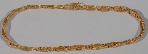 NO CREDIT CARDS FOR JEWELRY  18 karat gold woven mesh gold necklace in original box, Piero Fallaci Firenze.  length 17 inches