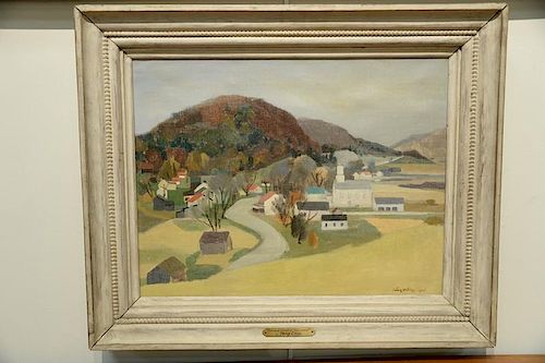 Teng-Hiok Chiu (1903-1972) oil on canvas "Pownal Centre Vermont" signed lower right: Teng H. Chiu 1945 14 1/4" x 18" Provenan