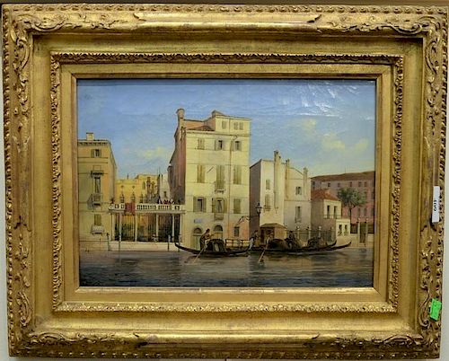 Carlo Grubacs (1802 or 1810-1870)  oil on canvas  A Canal in Venice  signed lower left: C