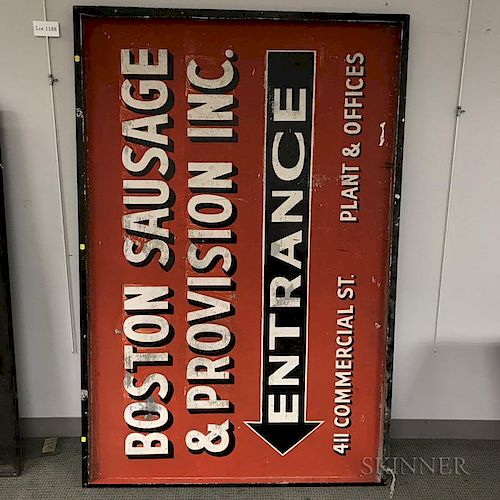 Large "Boston Sausage & Provision Inc." Painted Metal Sign