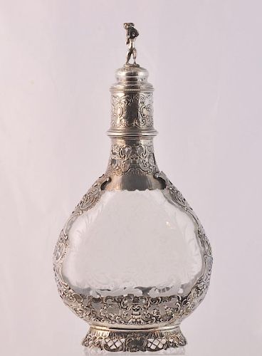 German 800 Silver and Crystal Decanter