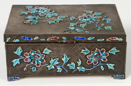 Chinese Silvered & Enamel Decorative Box