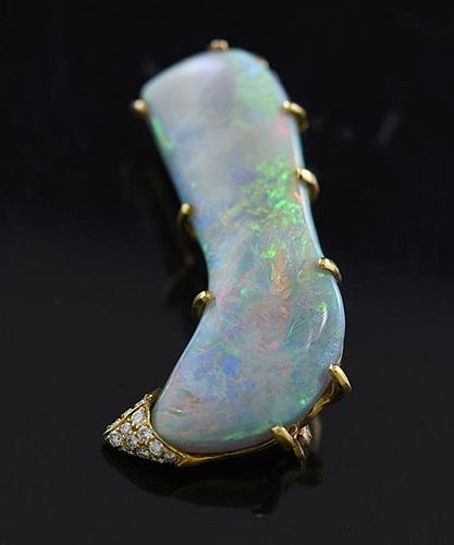 Custom Gold Opal & Diamond Stocking Pin/Pendant