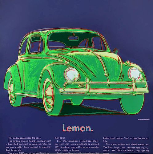 Andy Warhol "Lemon Volkswagen" Screenprint