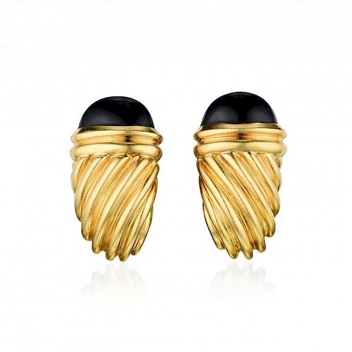 David Yurman Onyx and Gold Earrings