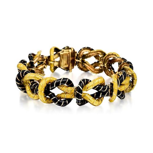Verdura Eternity Knot Gold and Enamel Bracelet