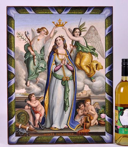 "Sainte Philomene" Italian Micro Mosaic Plaque