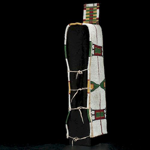 Sioux Beaded Hide Cradle with Painted Parfleche Back