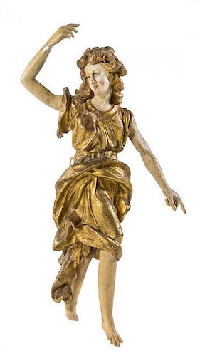 An Italian Painted and Parcel Gilt Figure Height 53 inches.