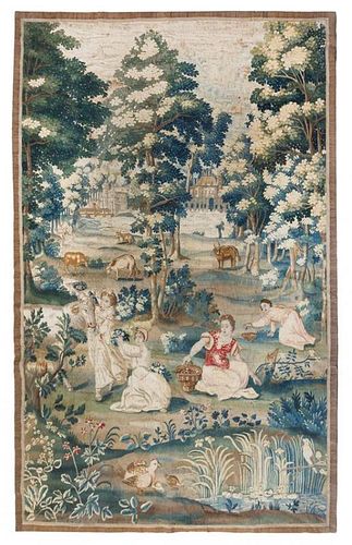 A Flemish Wool and Silk Tapestry 7 feet 10 inches x 5 feet 3 inches.