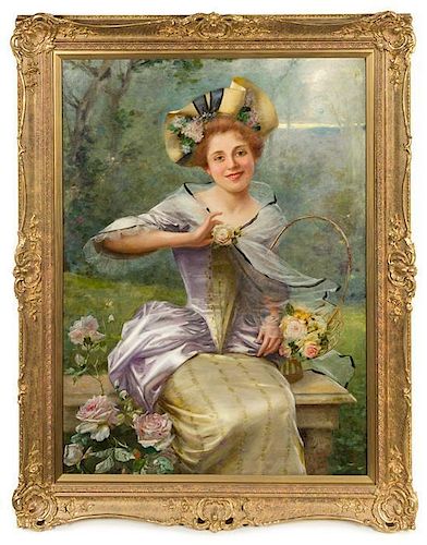 * Oreste Costa, (Italian, 1851-1901), Girl with Flowers