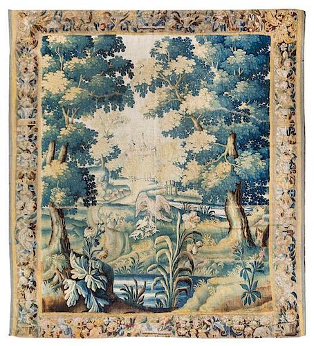 * An Aubusson Wool Tapestry 8 feet 9 inches x 8 feet 2 inches.