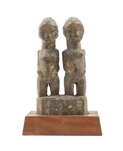 * A Baule Wood Figural Group Height overall 11 3/4 inches.