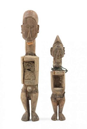 * Two Teke Wood Fetish Figures Height of tallest 14 3/4 inches.