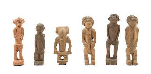 * Six Chokwe Wood Figures Height of tallest 6 3/8 inches.